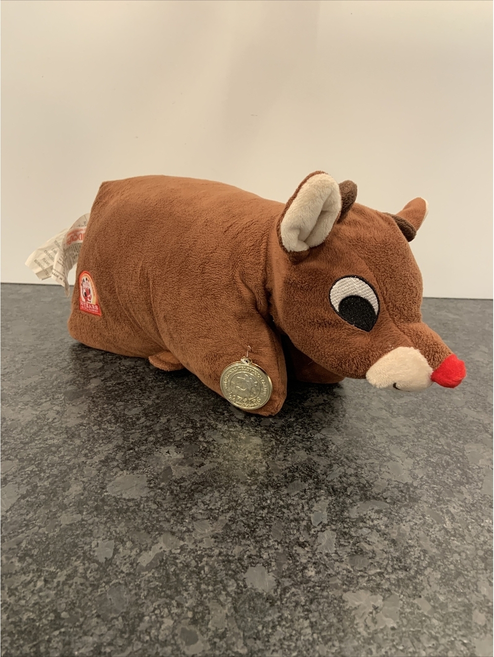 Rudolph The Red Nosed Reindeer Dandee 50th Anniversary Pillow Pet Plush W/ Badge